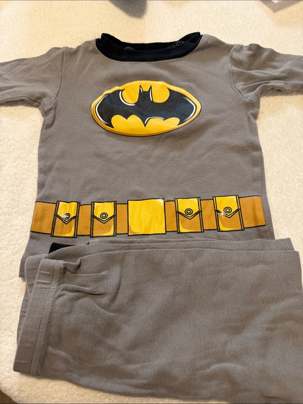 Batman Gray and Yellow Kids Superhero Costume Pajama Set